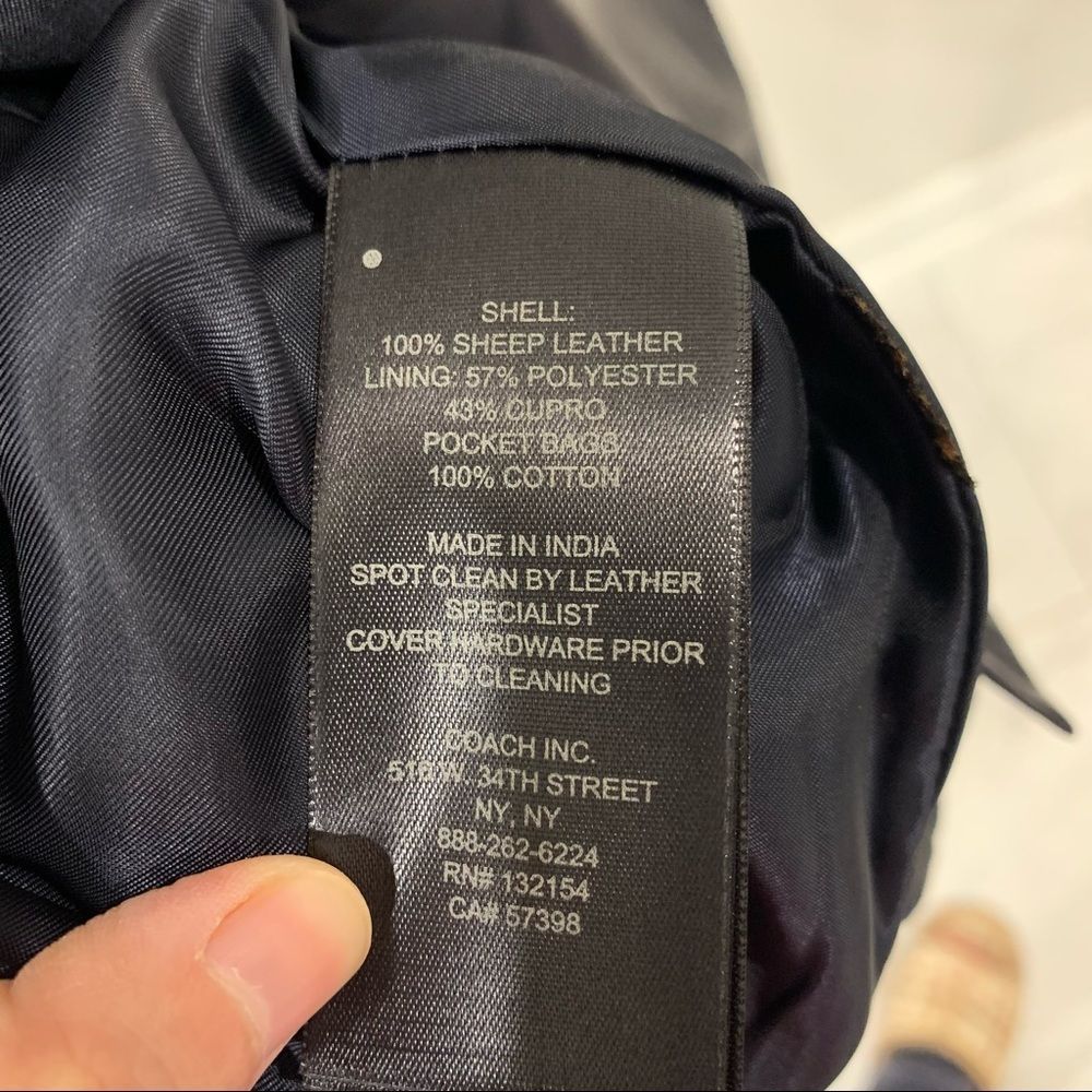 Coach F86122 Womens Lamb Leather Trench Coat Belted Lined Jacket Navy blue XS - Picture 6 of 7